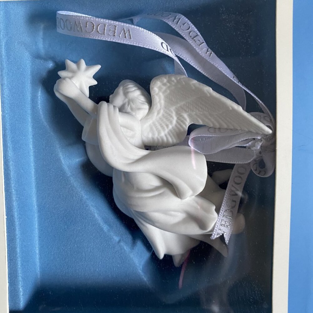 Wedgwood White Jasperware Angel with Star Ornament